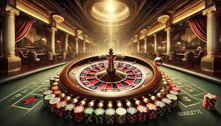 Roulette wheel spinning at casino